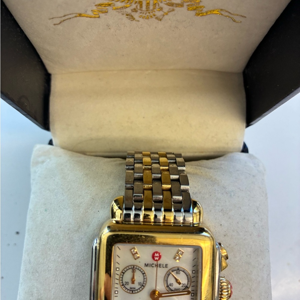 Michele Deco Chronograph Date .05 Carat Real Diamonds Womens Watch MWW06A000779 - Picture 4 of 8